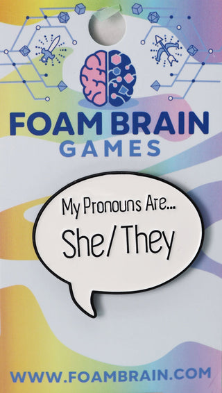 SPEECH BUBBLE PIN: SHE/THEY PRONOUNS