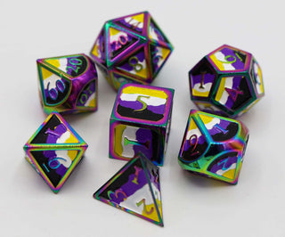 Non Binary Pride Flag - RPG Metal Dice Set