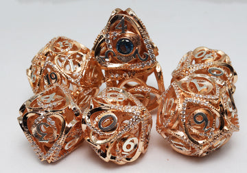 Hollow Hearts: Jeweled Copper  - Metal RPG Dice Set