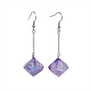 D10 Galaxy Earrings: Purple & Black