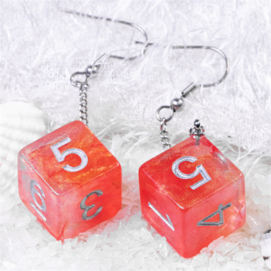 D6 Galaxy Earrings: Red & Orange