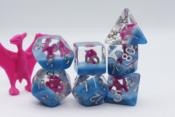 Pink Pterodactyl RPG Dice Set