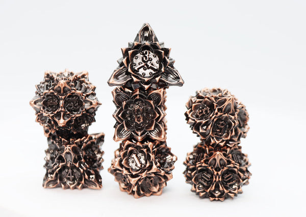 Floral Starburst: Ancient Bouquet - Metal RPG Dice Set