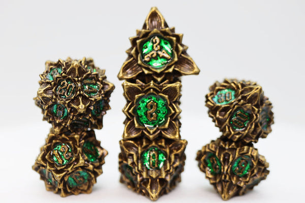 Floral Starburst: Old Growth - Metal RPG Dice Set