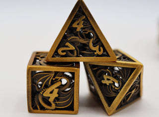 Dragon Essence: Gold - Hollow Metal RPG Dice Set