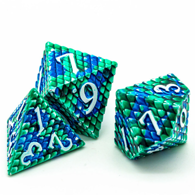 Dragon Scale: Ocean - Metal RPG Dice Set