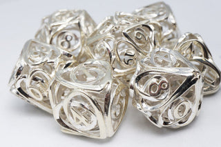 Hollow Hearts: Sterling Silver- Metal RPG Dice Set