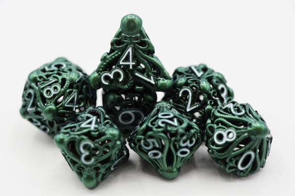 Mind Eater: Green - Hollow Metal RPG Dice Set