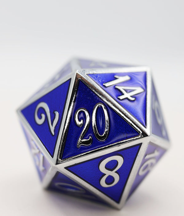 35mm Metal D20 - Silver with Sapphire