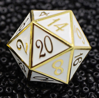 35mm Metal D20 - Gold with White