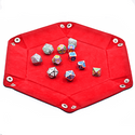 Leatherette & Velvet Hex Dice Tray (Black with Red)