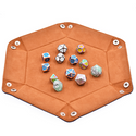 Leatherette & Velvet Hex Dice Tray (Navy with Tan)