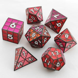 PUZZLE CUBE: SHADES OF RED - METAL 8 PIECE DICE SET